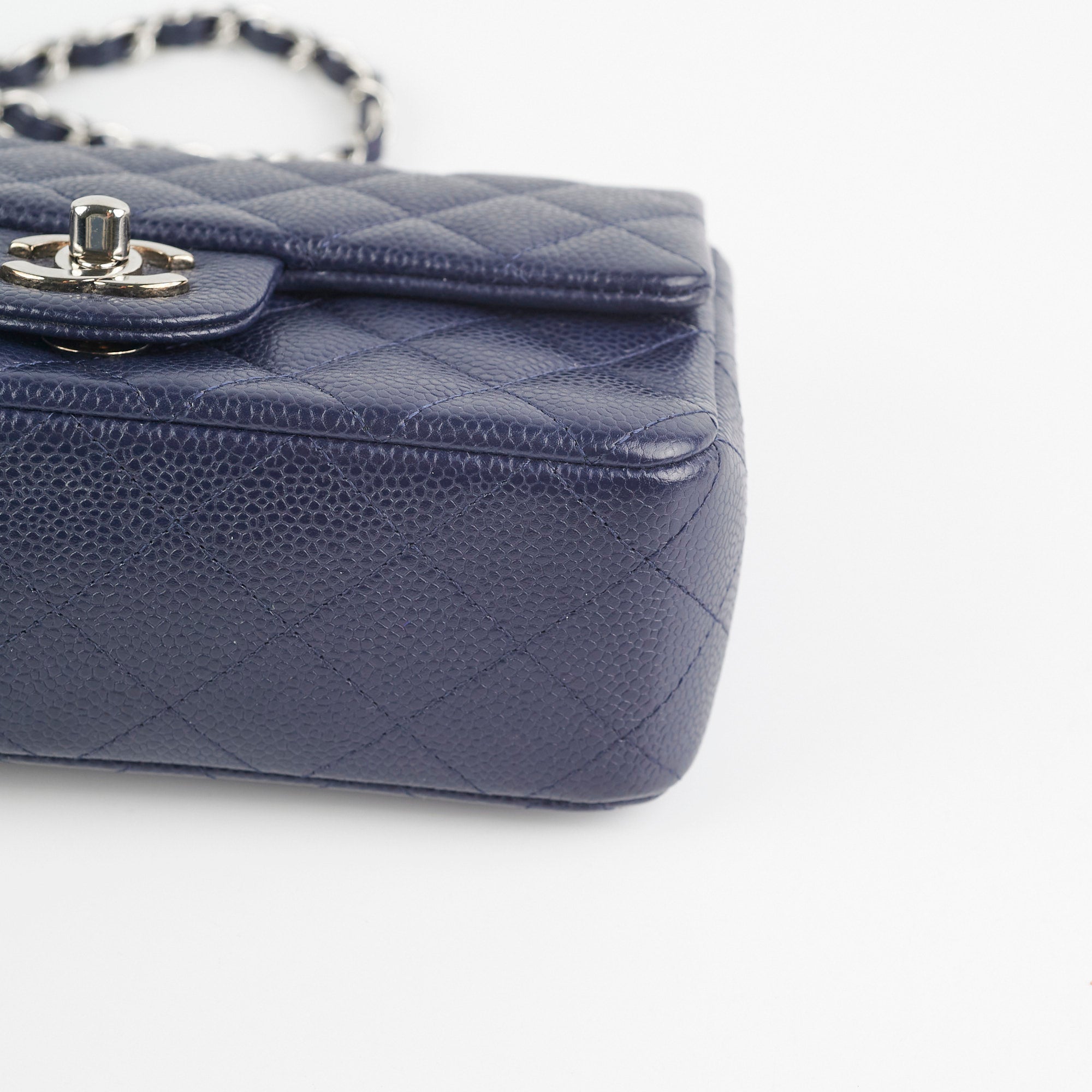Chanel Mini Rectangular Flap Bag in Navy Blue Caviar Leather - Perfect for Evening Events & Luxury Fashion Accessories
