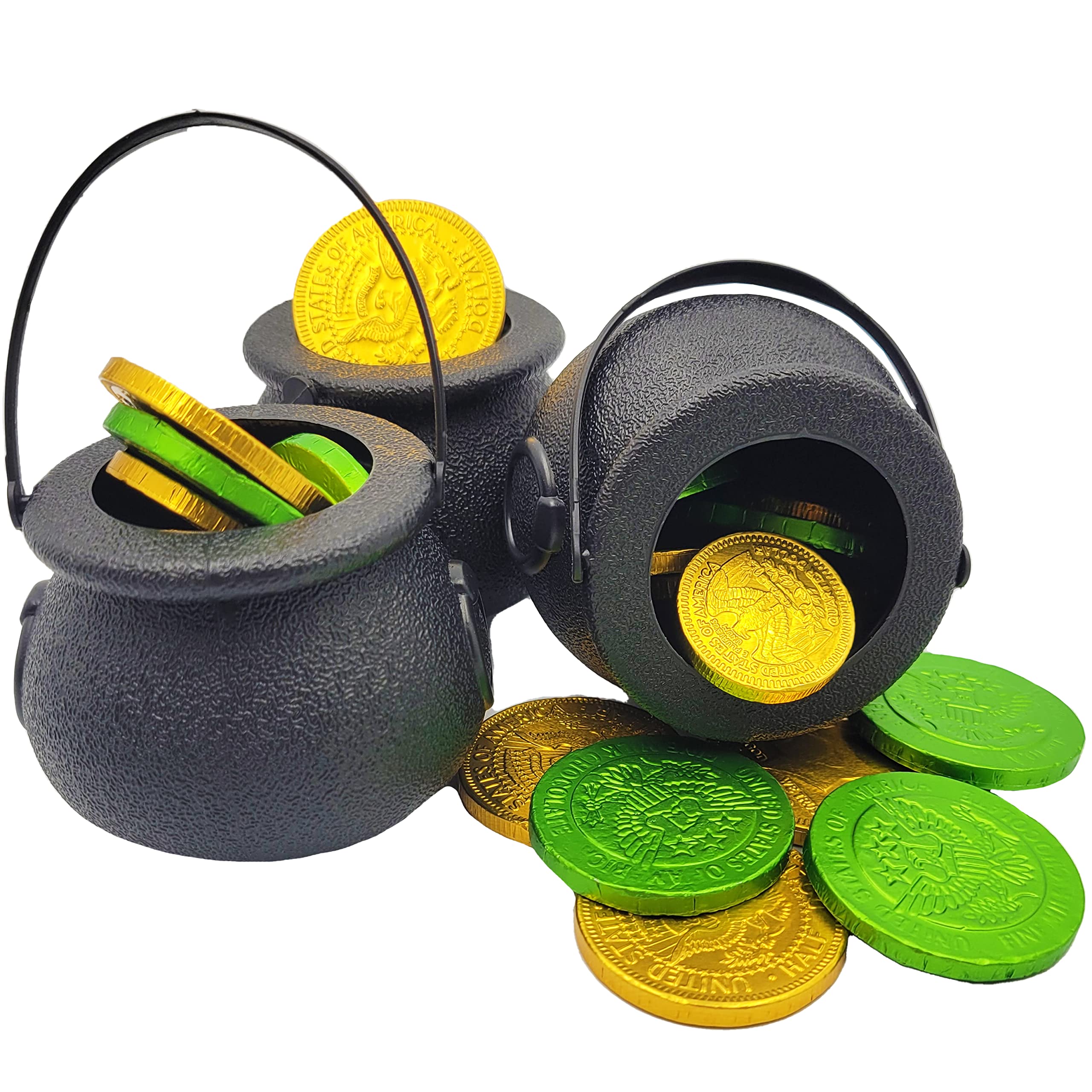 Black Candy Cauldron Kettles - 6-Pack Mini Witch Cauldrons for Halloween Party Decor, St. Patrick's Day Favors & Candy Buckets - Perfect for Trick-or-Treat, Themed Parties & Home Decor (3 Inches)