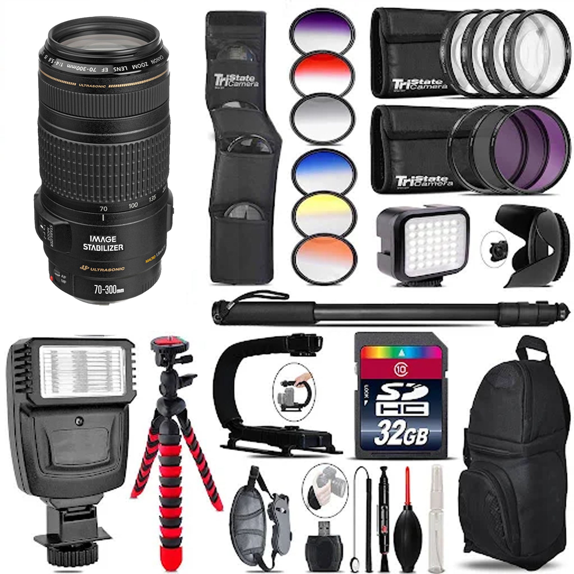 Canon EF 70-300mm f/4-5.6 IS USM Telephoto Zoom Lens with Image Stabilizer - Professional Photography Bundle Includes Hand Stabilizer for Wildlife, Sports & Travel Photography