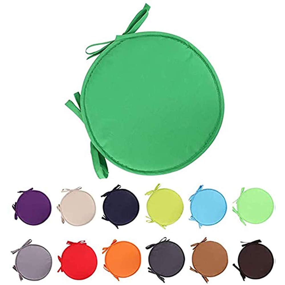 RAILONCH Round Seat Cushions for Chairs - 38cm Diameter Indoor/Outdoor Chair Pads (2-Pack, Green) - Perfect for Garden, Patio, Dining Room & Home Decor