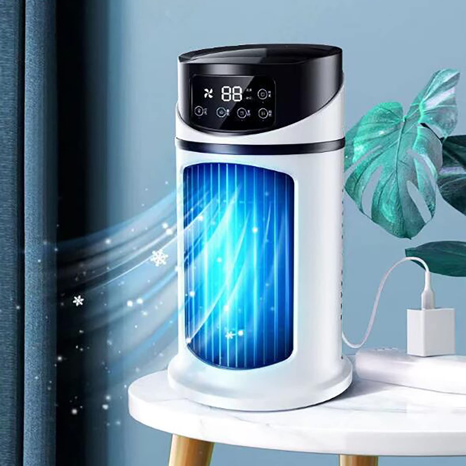 Portable Air Cooler Humidifier with USB - Ultra Quiet Desktop Cooling Fan for Home, Office & Dorm | Personal Space Cooler with Timer & Multi-Function | Perfect for Summer, Dry Climates & Small Rooms