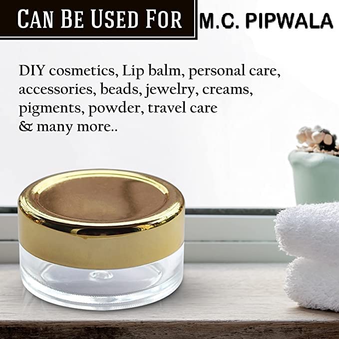10 GM Empty Acrylic Jar with Gold Lid & Leakproof Inner Lids - Clear Cosmetic Container (Pack of 3) | Ideal for Creams, Salves, DIY Beauty Products & Travel Toiletries