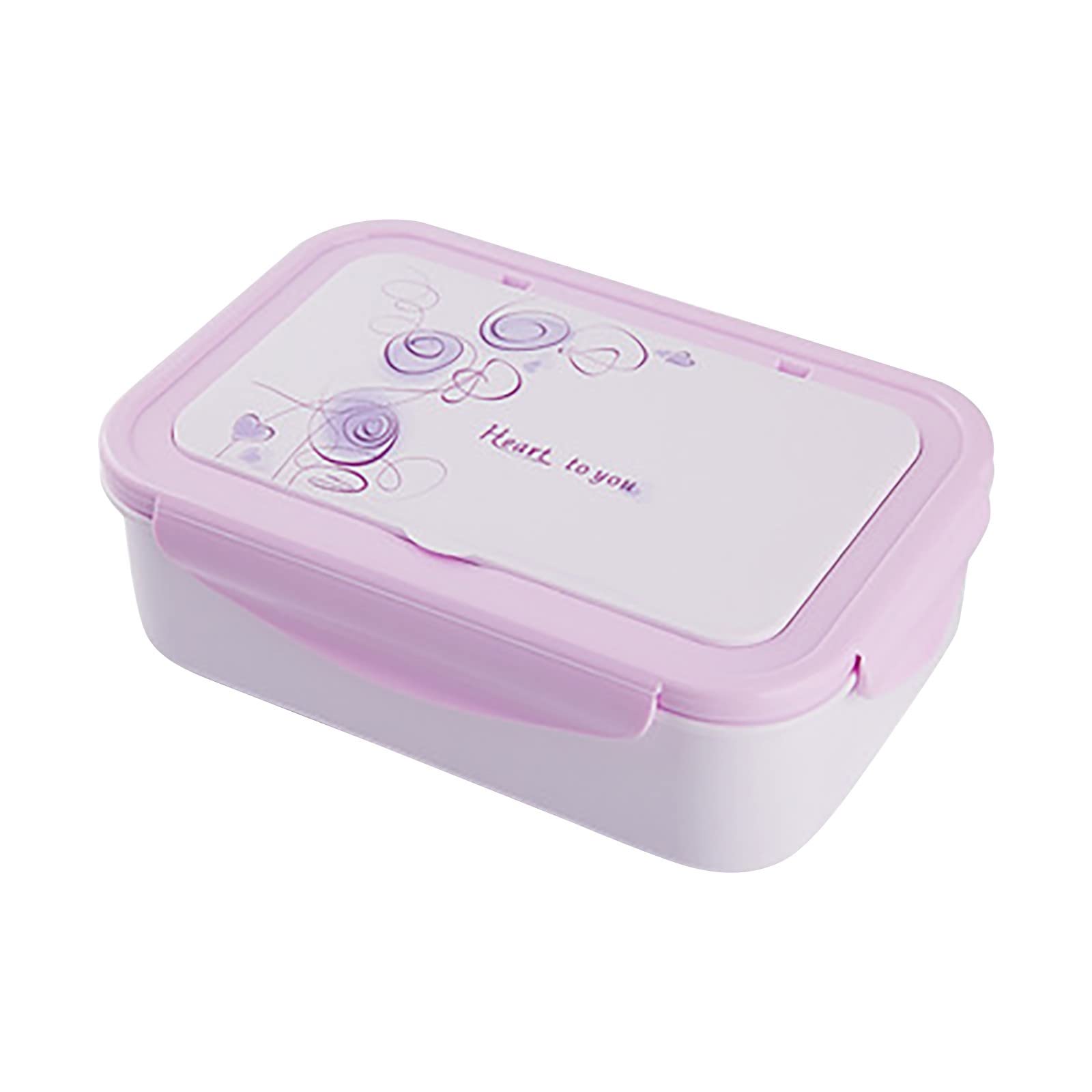 Youngnet Japanese-Style Divided Lunch Box - Insulated Plastic Food Container for Students & Adults - Bento Box for School, Office & Picnics - Sustainable Reusable Meal Prep Storage (Purple, Single Size)