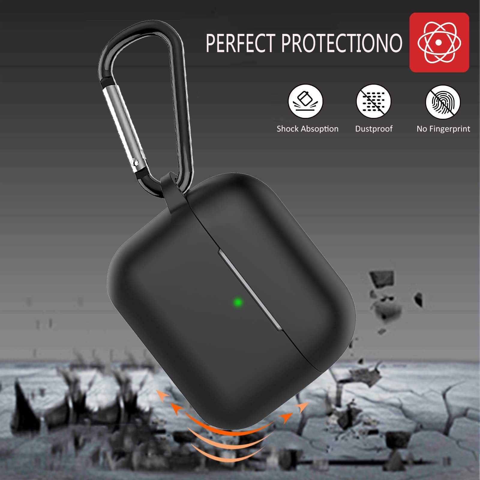 Premium Protective Silicone Case with Keychain for Apple AirPods 3 & AirPods 2 (2-Pack) - Shockproof Cover for Gym, Travel & Everyday Use