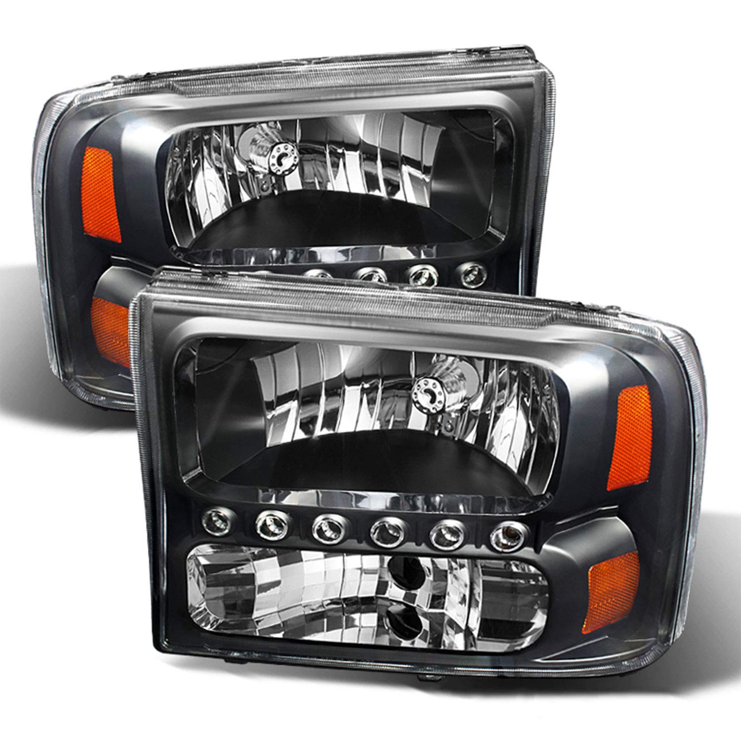 AKKON Black LED Headlights & Tail Lights for 1999-2004 Ford F250 F350 F450 F550 Super Duty - Left & Right Pair - Upgrade Your Truck Lighting for Night Driving & Off-Road Adventures