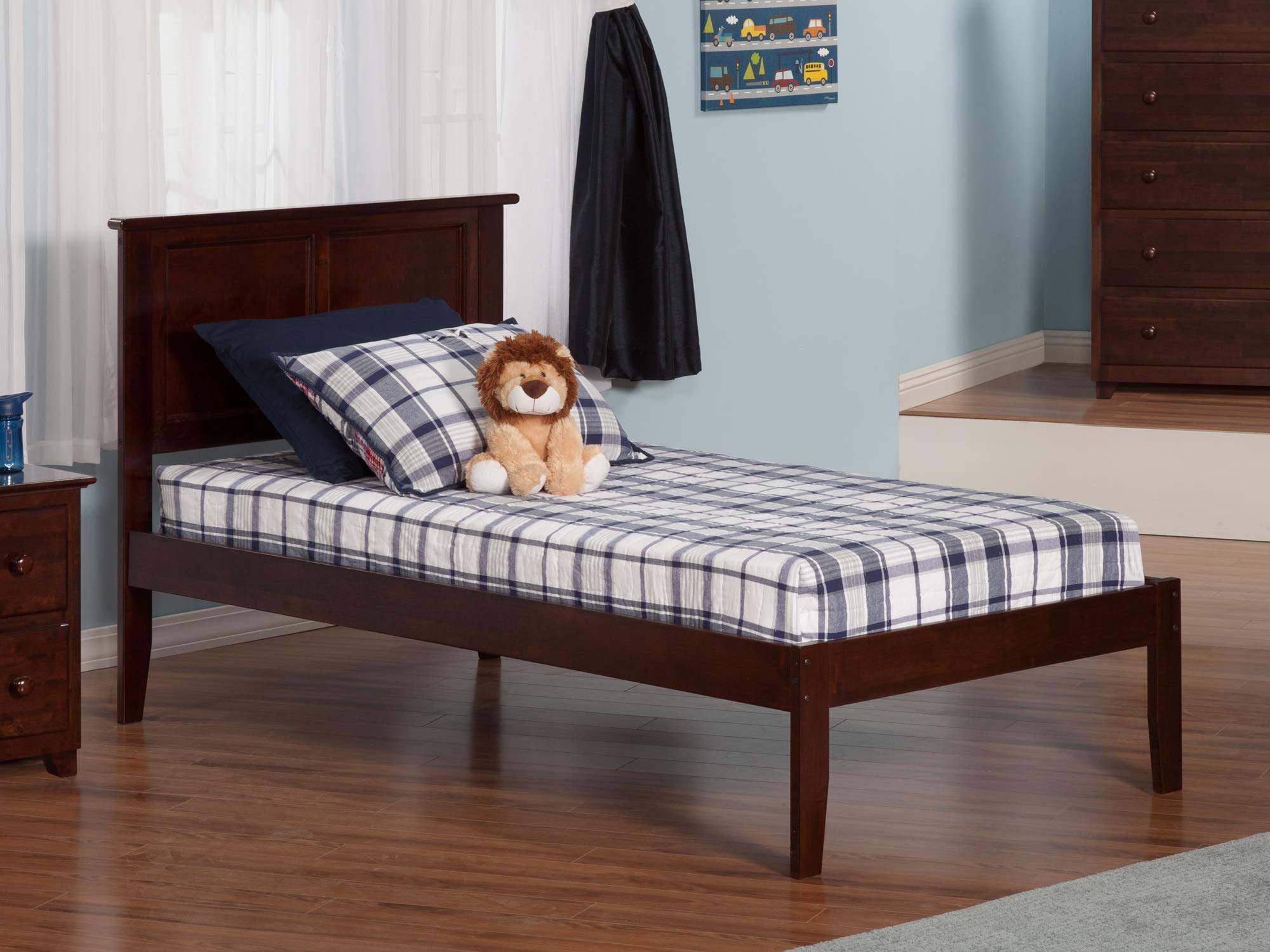 AFI Madison Twin Platform Bed Frame with USB Charging Ports - Solid Walnut Wood for Modern Bedrooms, Kids' Rooms & Guest Rooms