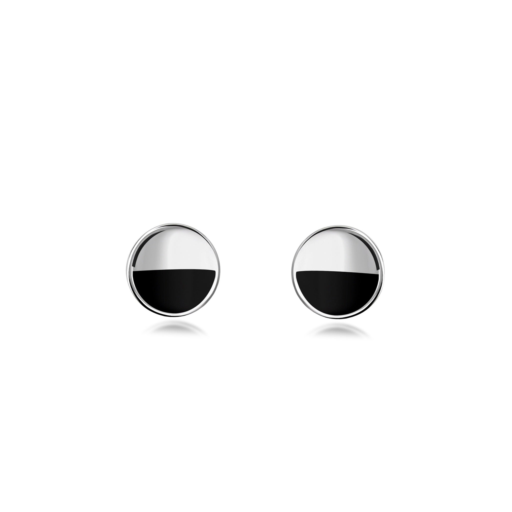 Whitby Jet Sterling Silver Half Round Stud Earrings for Women – Elegant Gothic Jewelry for Everyday Wear & Special Occasions