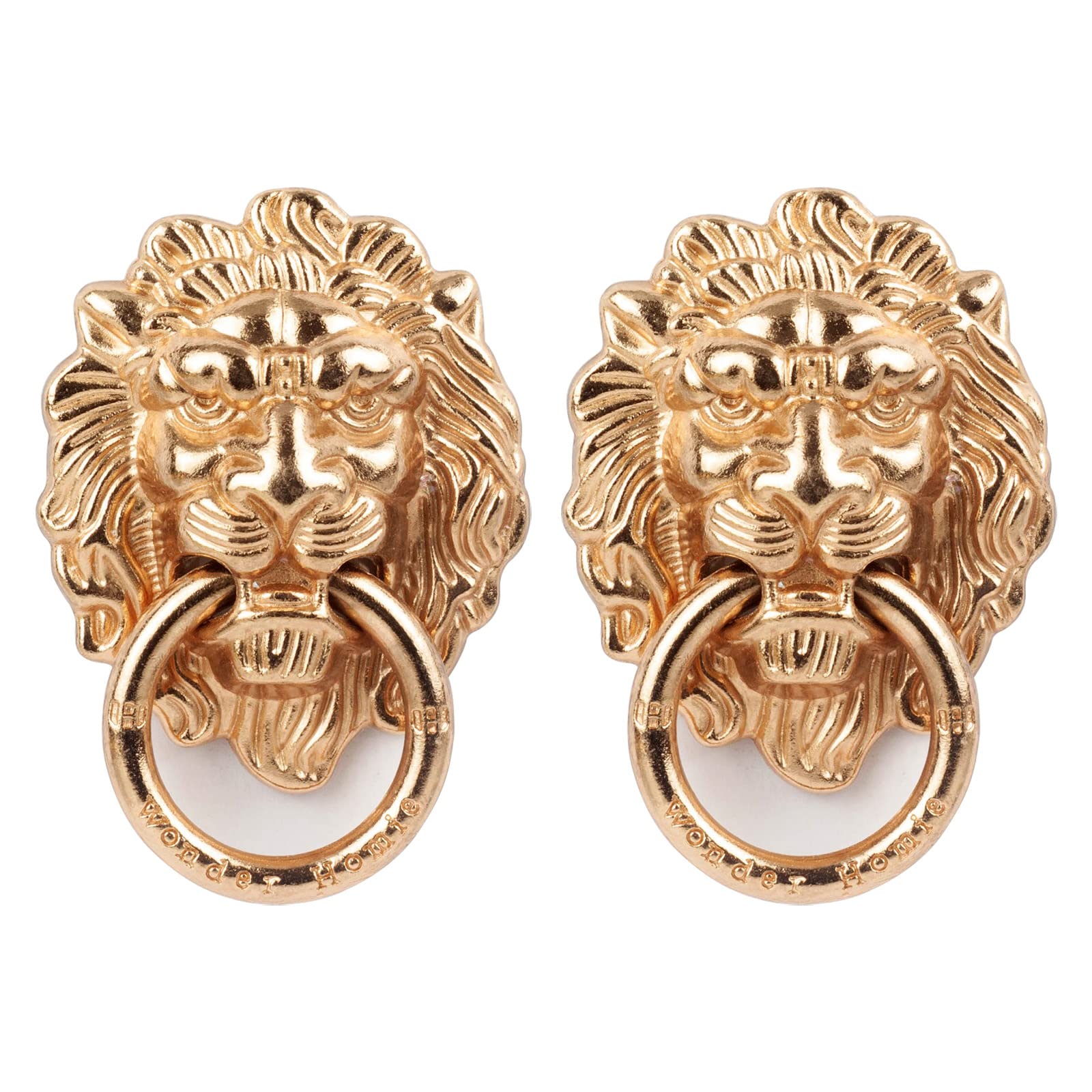 2 Pack Lion Head Cell Phone Ring Holder Stand - Polished Metal Phone Grip & Kickstand for iPhone, Samsung, Smartphones - Gold (Perfect for Selfies, Watching Videos & Secure Grip)