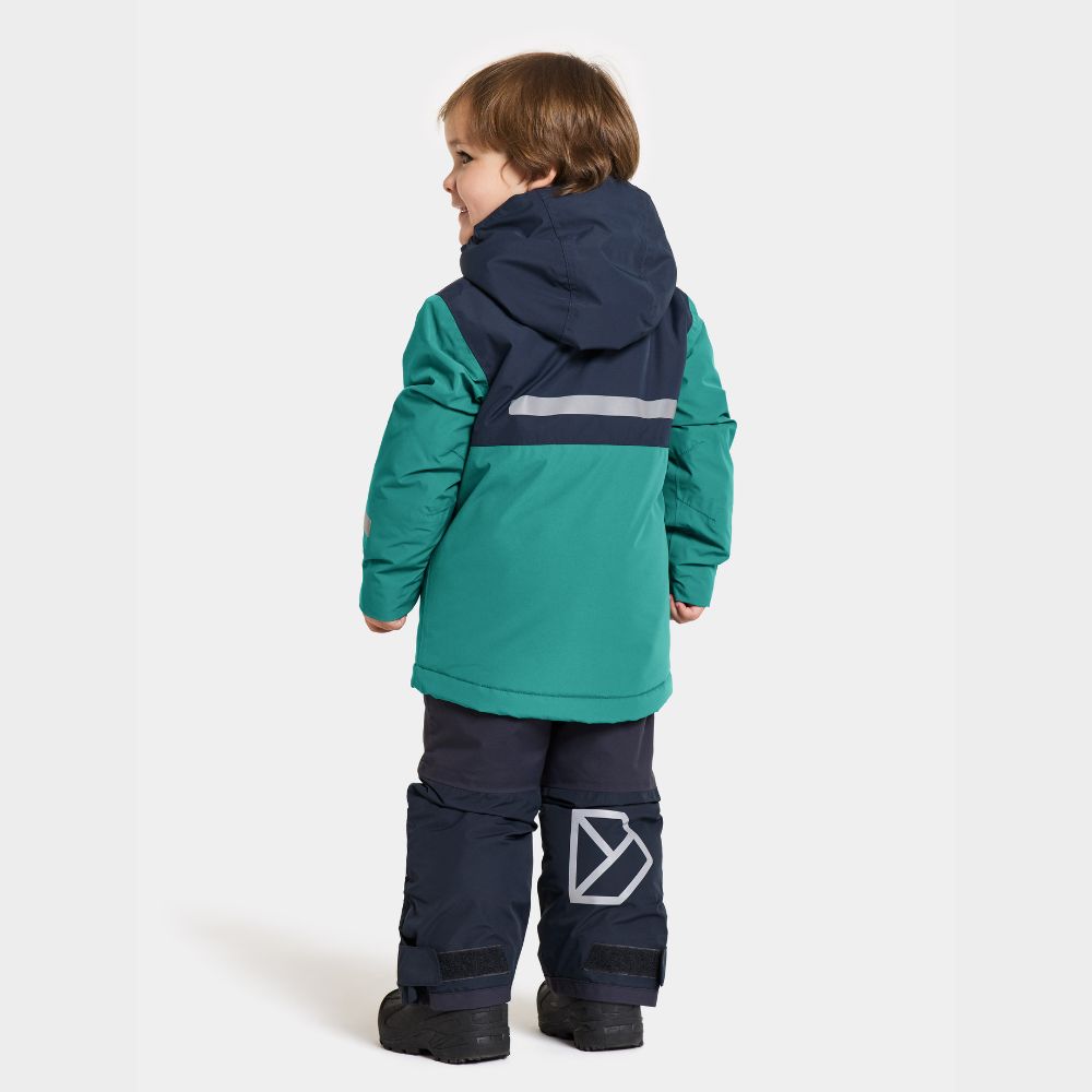 Didriksons Skare Kids Winter Jacket & Snow Pants Set - Waterproof & Windproof Outerwear for Boys & Girls (Petrol Green) - Perfect for Skiing, Snowboarding & Outdoor Winter Activities