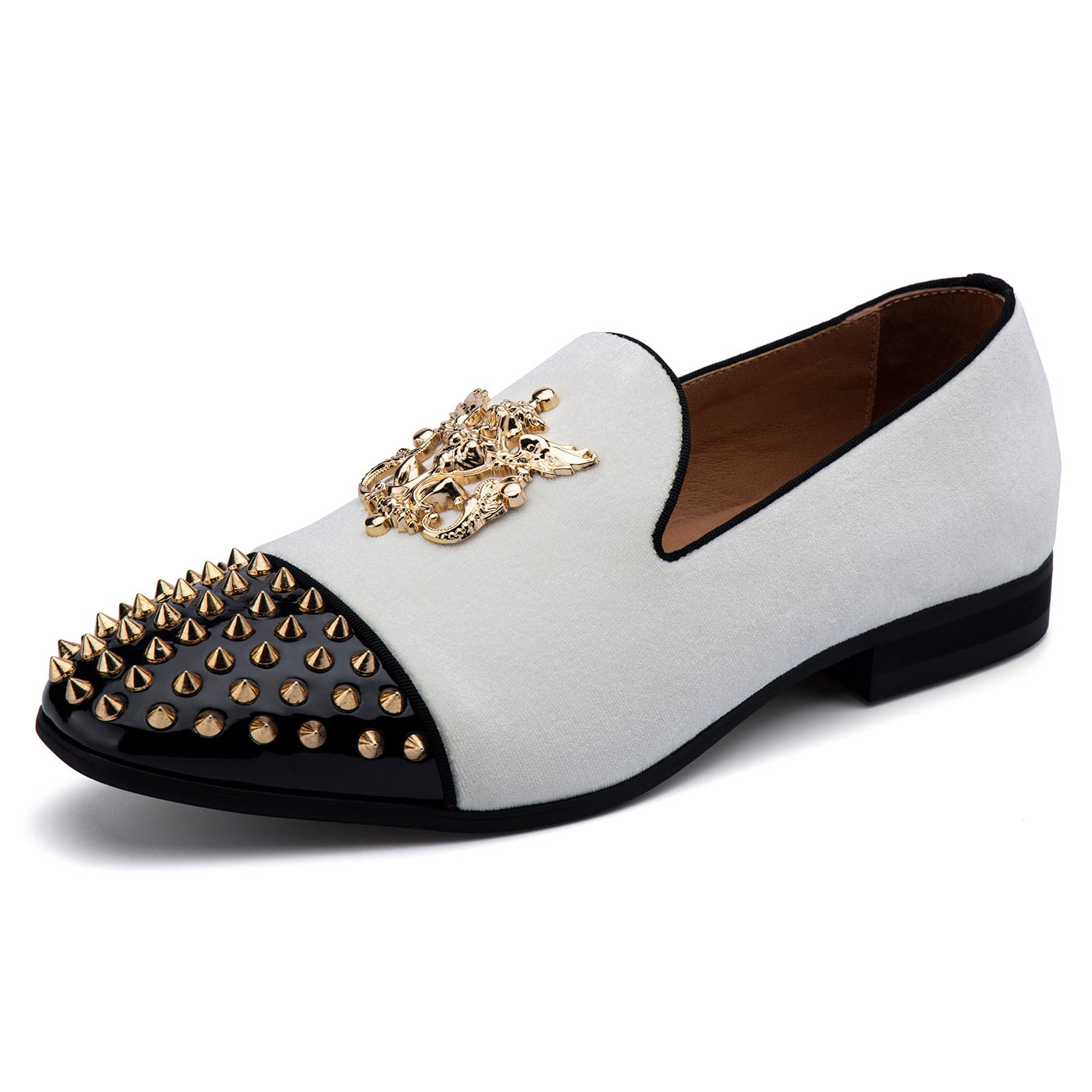 Luxury Men's Velvet Loafers with Metal Embellishments - Formal Dress Shoes for Weddings, Parties & Business Events - Comfortable Slip-On Loafers for Sophisticated Style