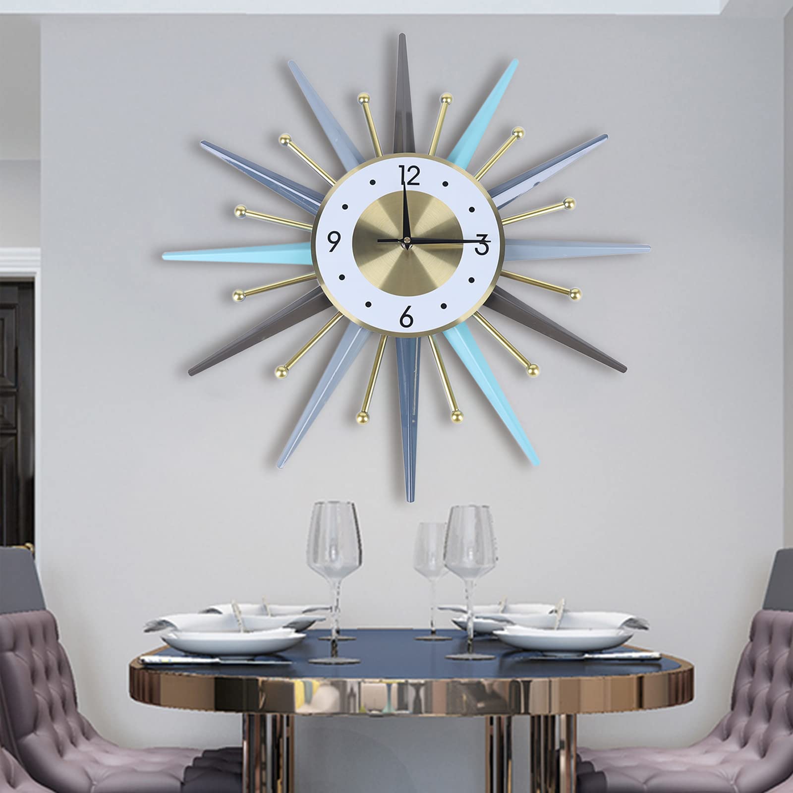 Nordic Style Silent Non-Ticking Wall Clock - 22.8 Inch Modern Battery Operated Wall Decor for Living Room, Bedroom, Study & Office - Perfect for Home, Office and Gift Giving