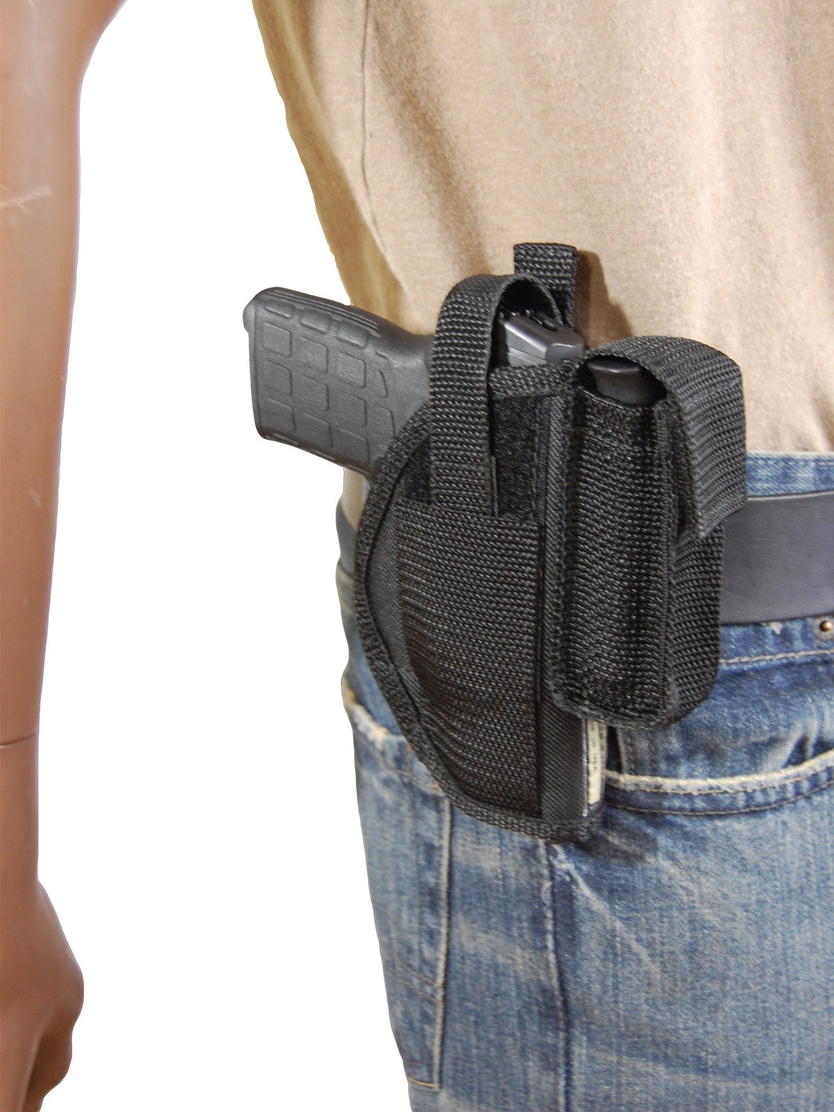 Barsony Concealed Carry Belt Loop Holster with Magazine Pouch - Fits .380, Ultra Compact 9mm, 40 & 45 Pistols - Perfect for Everyday Carry, Range Training & Outdoor Activities
