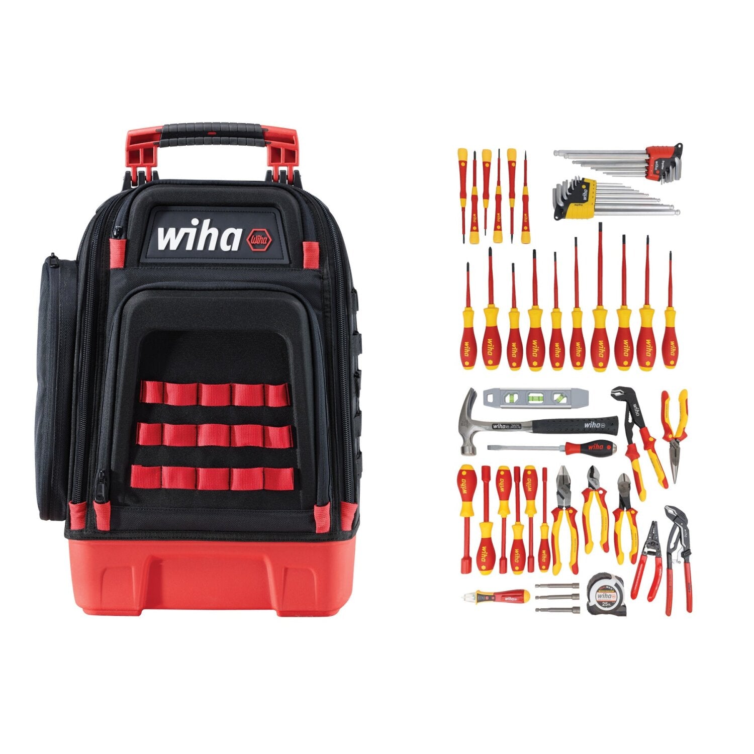 Wiha 91872 Master Electrician's Insulated Tool Kit - 59 Piece Heavy Duty Backpack Set for Professional Electricians | Perfect for Industrial Maintenance & Home Electrical Repairs