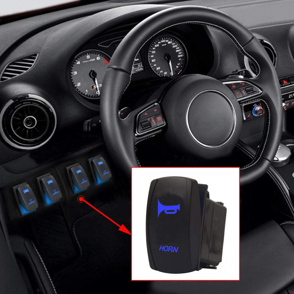 ESUPPORT 12V 20A Car Motor Rocker Switch with Blue LED - Momentary Toggle Switch for Horn, Lights & Speakers (5-Pin) - Perfect for Automotive, Marine & DIY Electrical Projects