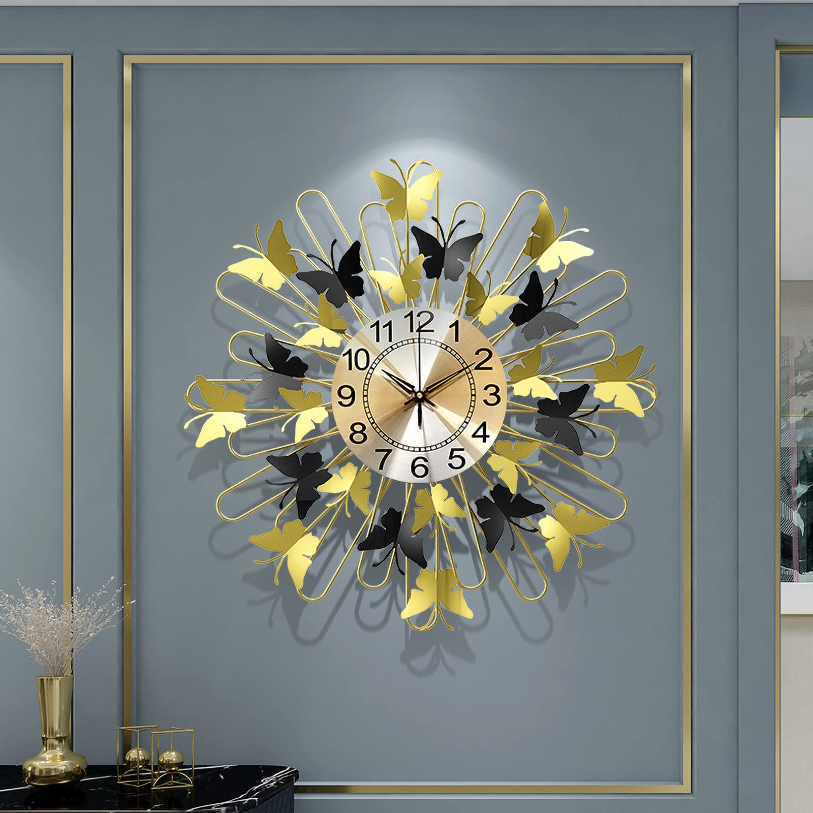 Vintage Mid Century Modern Wall Clock - 26 Inch Large Silent Starburst Metal Clock for Living Room, Bedroom, Office Decor | Retro Home & Office Décor, Perfect Gift Idea