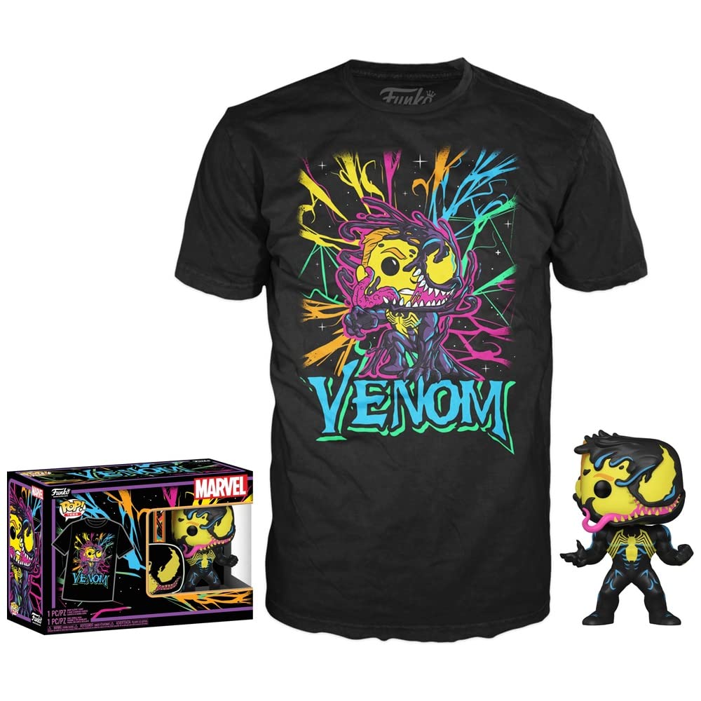 Funko Venom Eddie Brock Blacklight Pop & Tee (Small) - Exclusive Collectible for Marvel Fans, Perfect for Display & Gifting