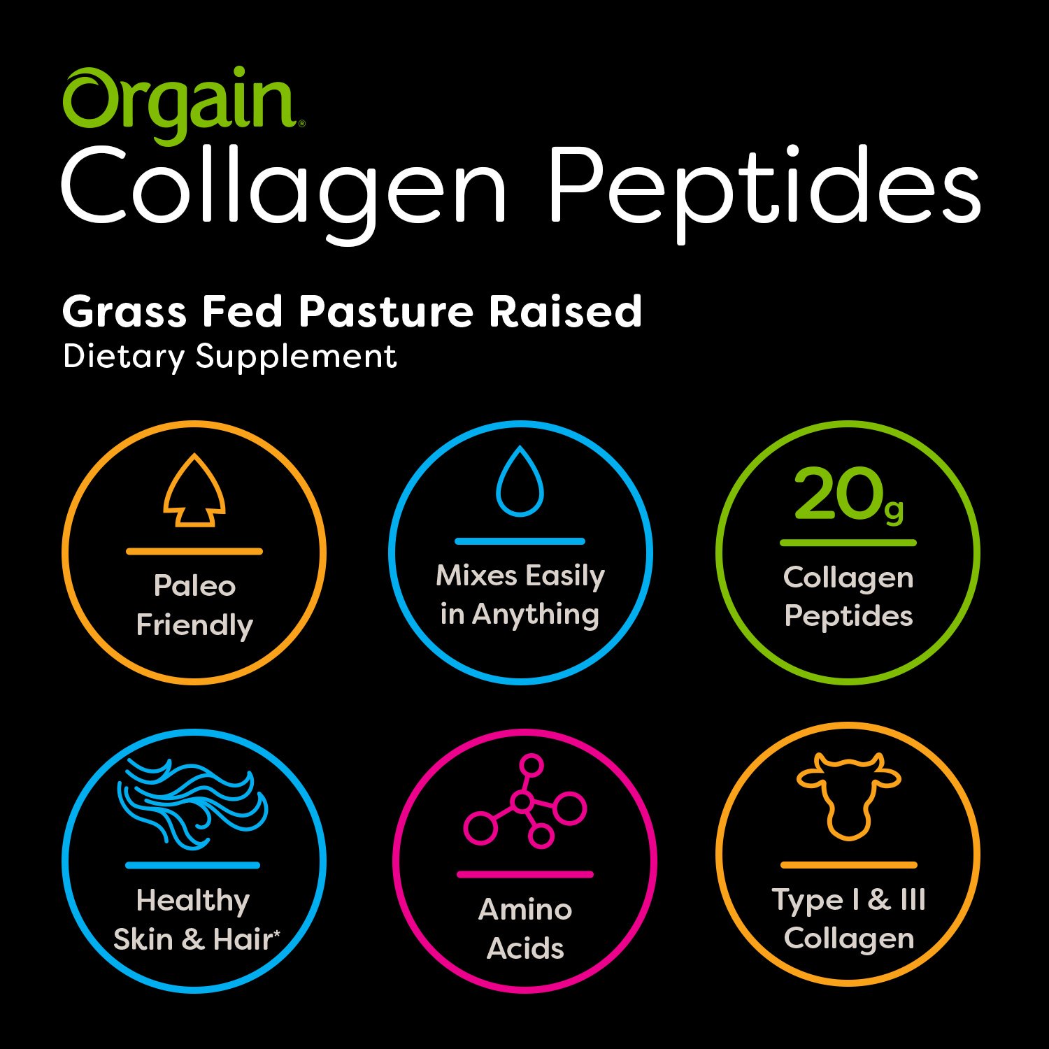 Orgain Organic Hydrolyzed Collagen Protein Powder - Grass-Fed, Keto & Paleo Friendly - Supports Skin, Hair & Nail Health - Perfect for Smoothies, Coffee & Post-Workout Recovery