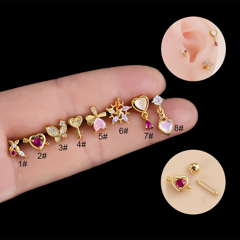 16G Surgical Steel Cartilage Earrings - Butterfly Flower Studs for Women | Hypoallergenic, Comfort Fit | Perfect for Daily Wear, Parties & Gifts (HSPJ882)
