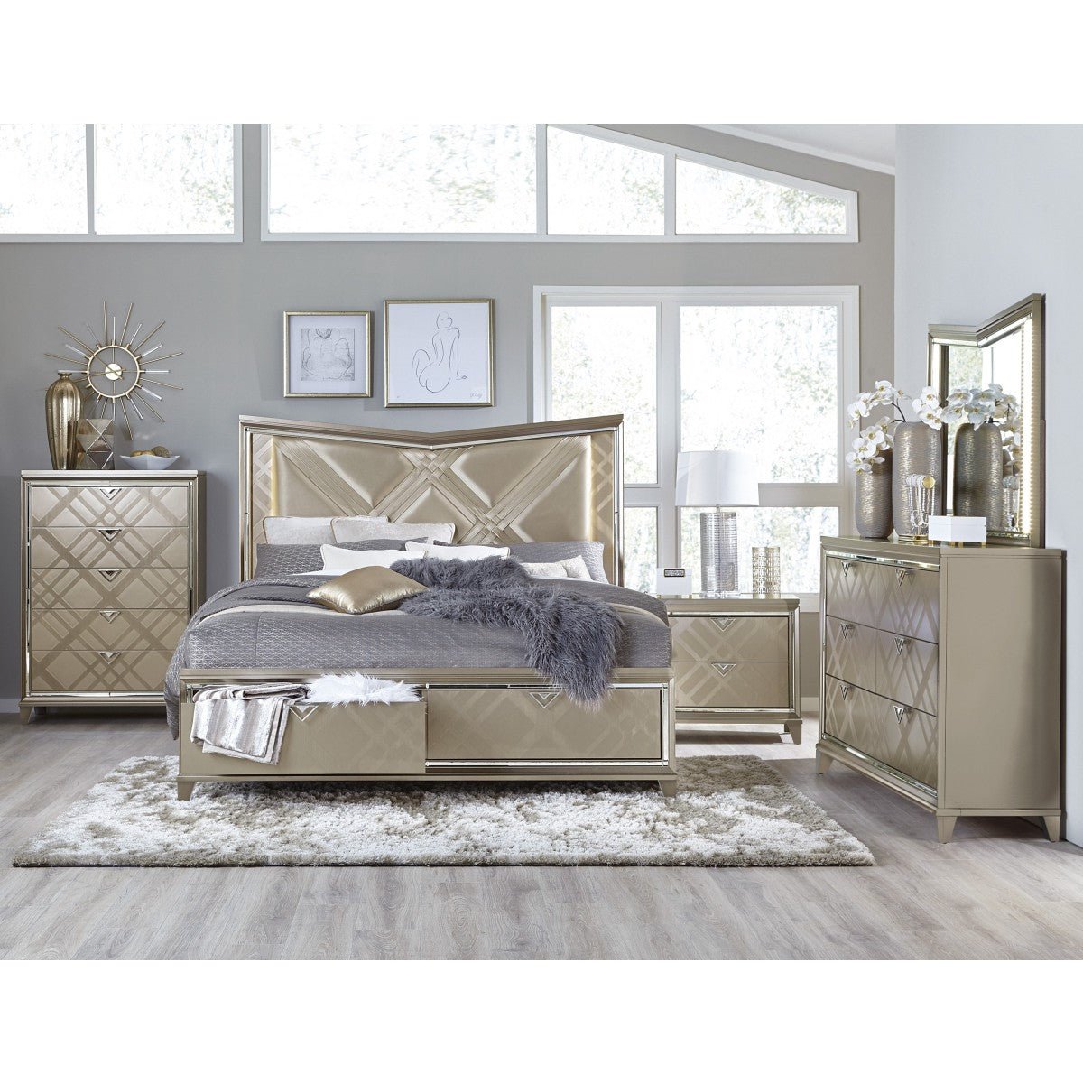 Bijou Collection Storage Bed - Queen Size Platform Bed with Underbed Drawers for Extra Storage | Perfect for Small Bedrooms, Apartments & Guest Rooms