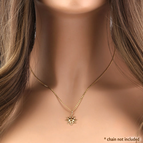 14K Solid Yellow Gold Sunshine Face Pendant Necklace - Dainty Sun Charm Jewelry for Women, Perfect Gift for Birthday, Anniversary & Everyday Wear