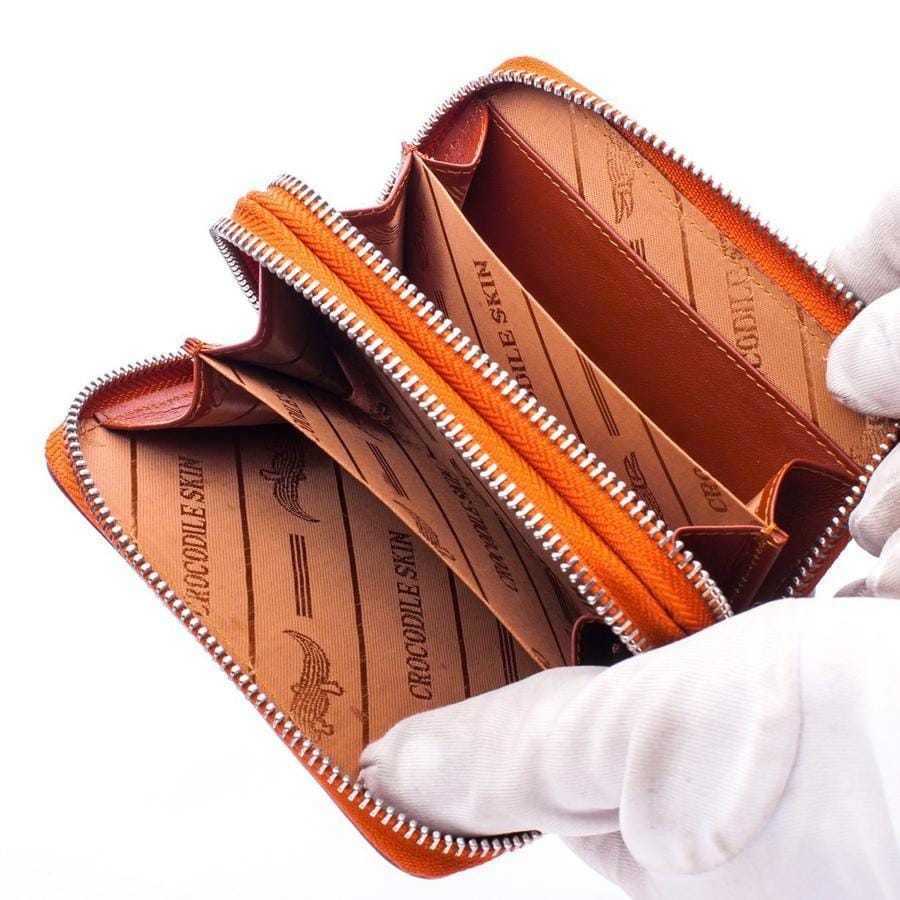 Premium Light Brown Genuine Crocodile Leather Wallet for Men - Slim RFID Blocking Bifold Design - Perfect for Business, Travel & Everyday Use