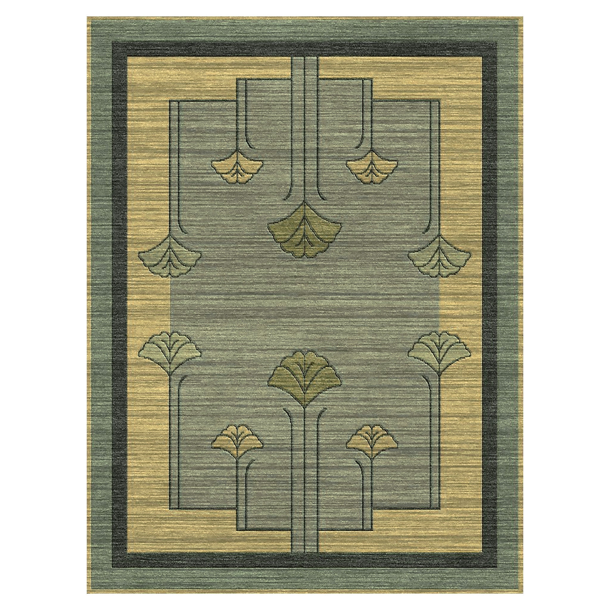 Handmade Ginkgo Leaf Design Area Rug - Bohemian Home Decor for Living Room, Bedroom, or Office - Non-Slip Soft Floor Mat for Indoor Use