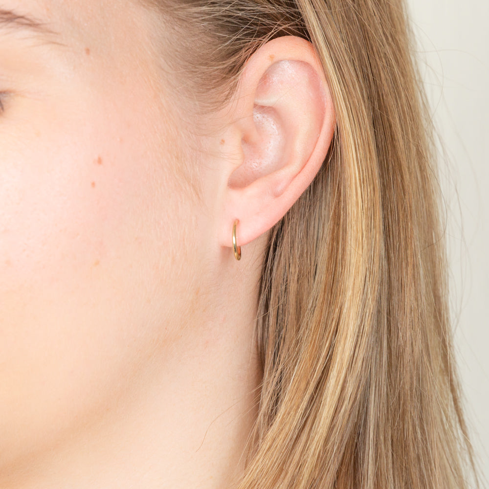9ct Yellow Gold 10mm Sleeper Earrings for Women - Hypoallergenic Comfort Hoop Earrings for Everyday Wear & Sleeping - Perfect Gift for Her