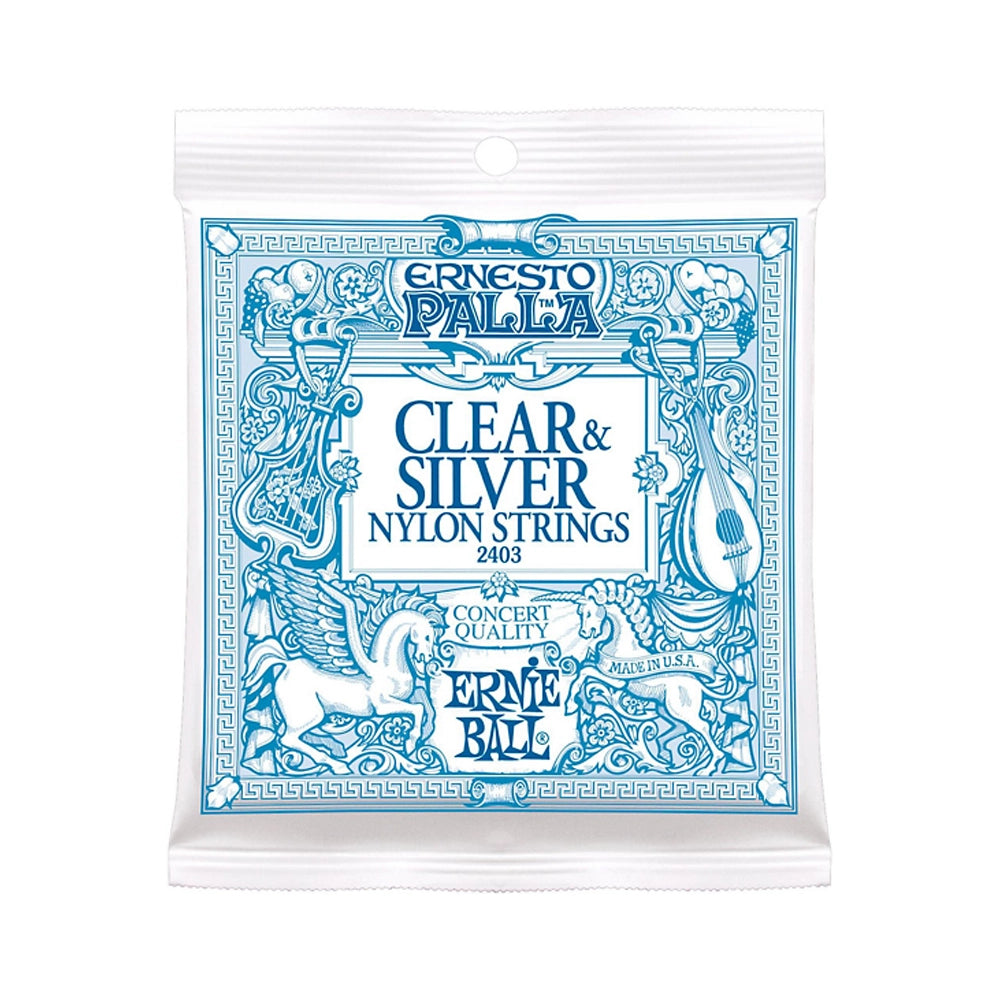 Ernie Ball Ernesto Palla Nylon Clear & Silver Classical Guitar Strings - Premium Acoustic Strings for Classical & Flamenco Guitar Players - Perfect for Performances, Practice & Recording Sessions
