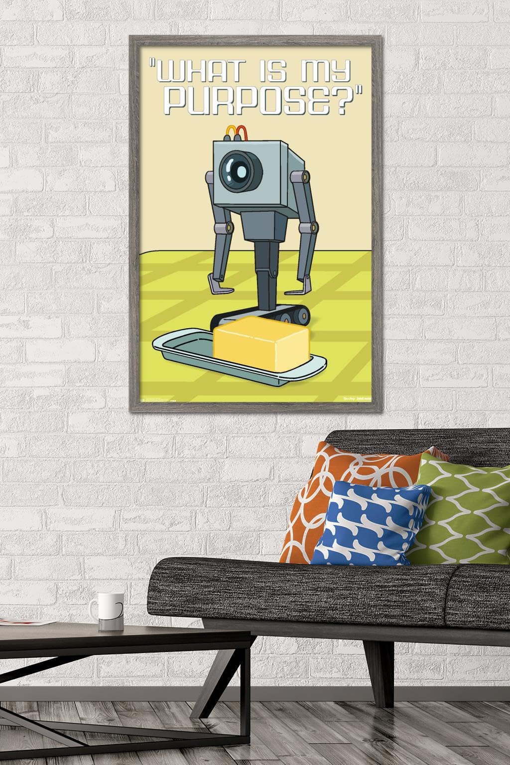 Trends International Rick and Morty Butter Bot Wall Poster - 22.375 x 34 Inches, Barnwood Framed Art Print | Perfect for Home Decor, Game Room, and Pop Culture Fan Gifts