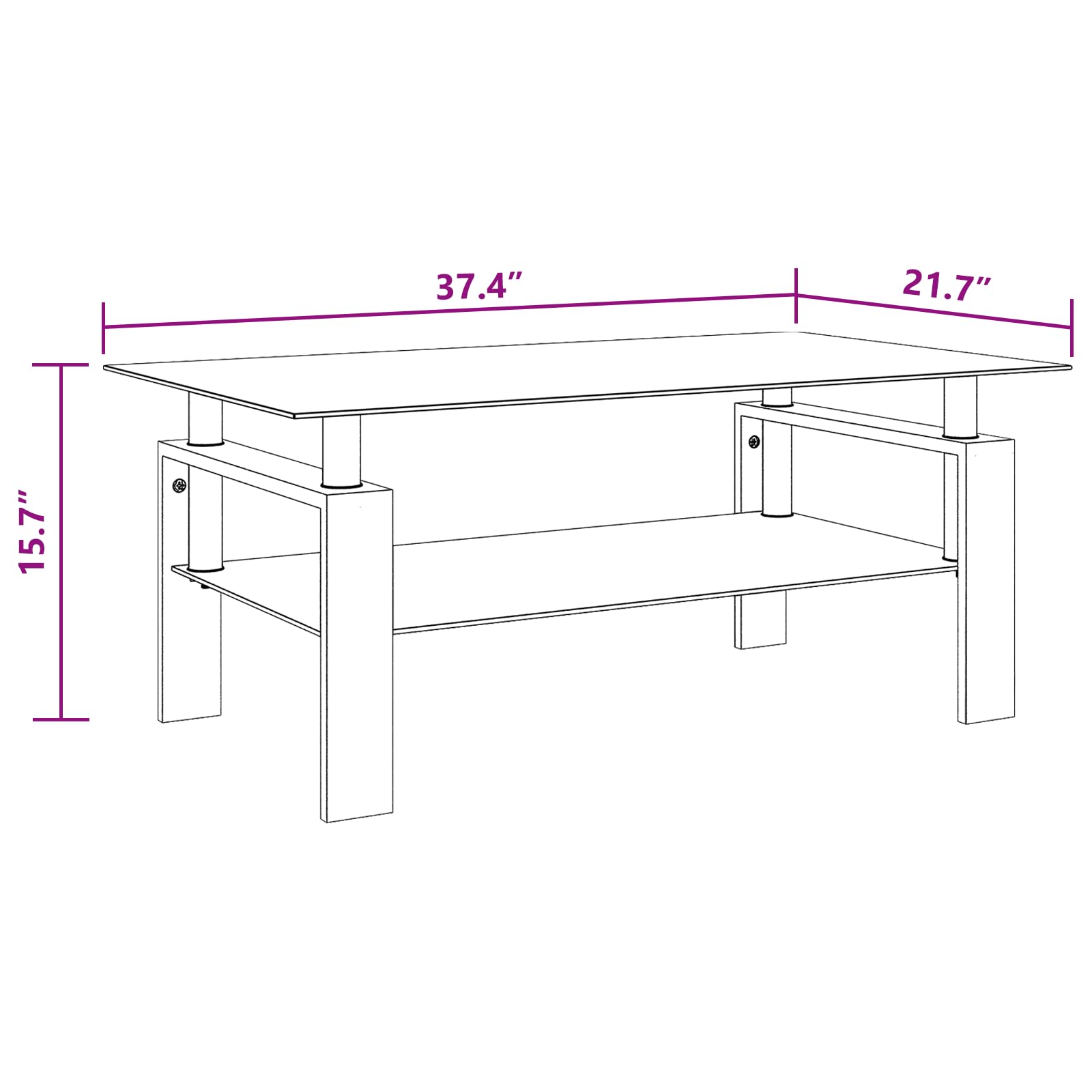 vidaXL White & Clear Tempered Glass Coffee Table with Storage Shelf - Modern Living Room Furniture, Safety Certified, Easy to Clean - Perfect for Small Spaces, Apartments & Contemporary Home Decor