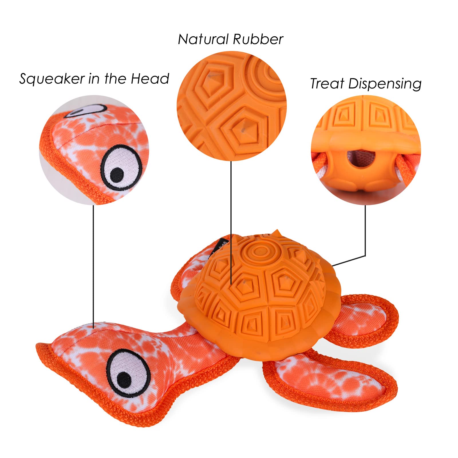 Durable Rubber Dog Chew Toys for Puppies - Turtle Shaped Teething Toy with 2 Tennis Balls (Orange) | Perfect for Aggressive Chewers, Puppy Teething Relief & Interactive Playtime