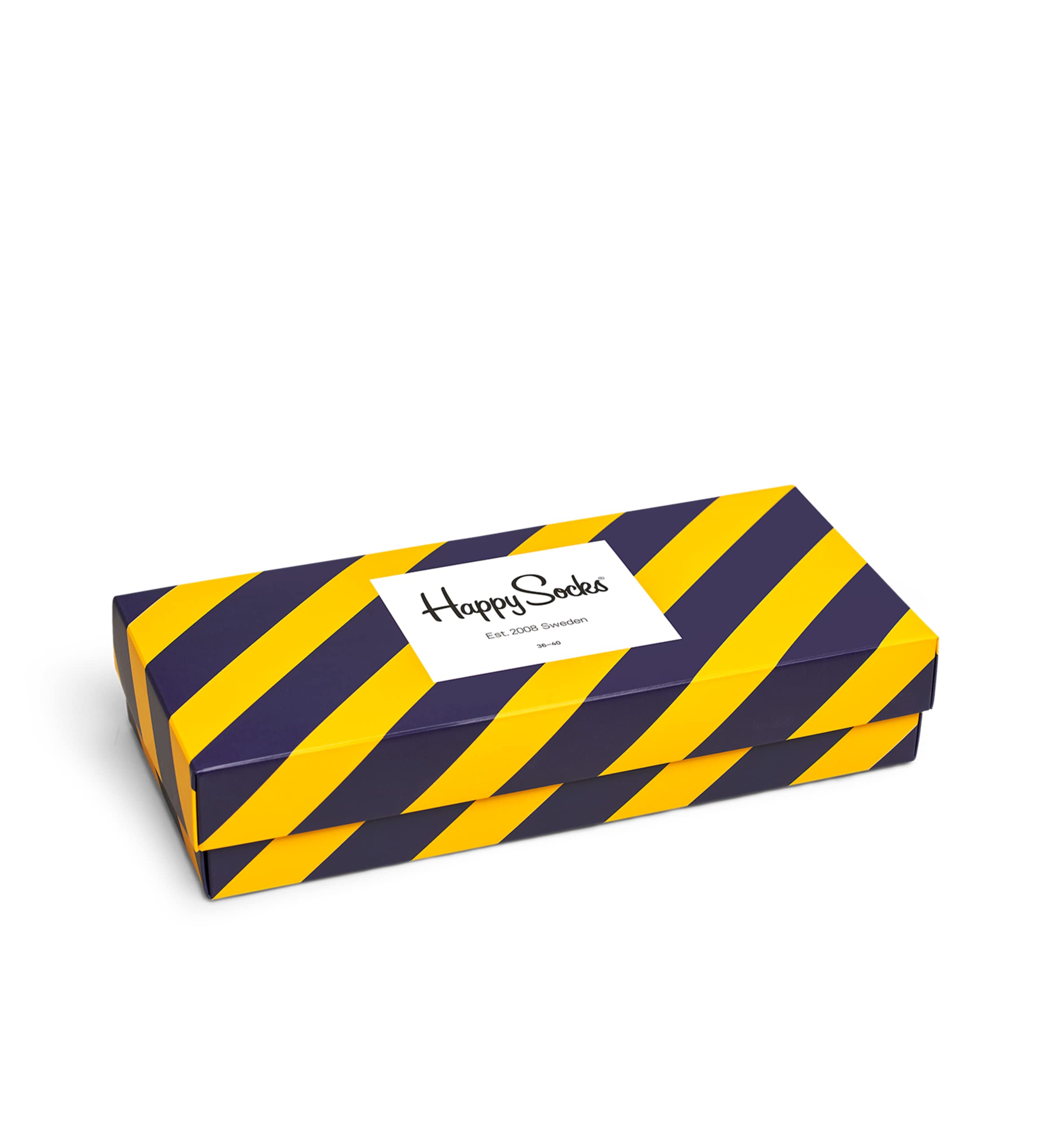 Happy Socks Black & White Striped Crew Socks for Men & Women - Soft Cotton Low Cut Ankle Socks with Gift Box - Eco-Friendly Sustainable Fashion - Perfect for Casual Wear, Office & Gifting