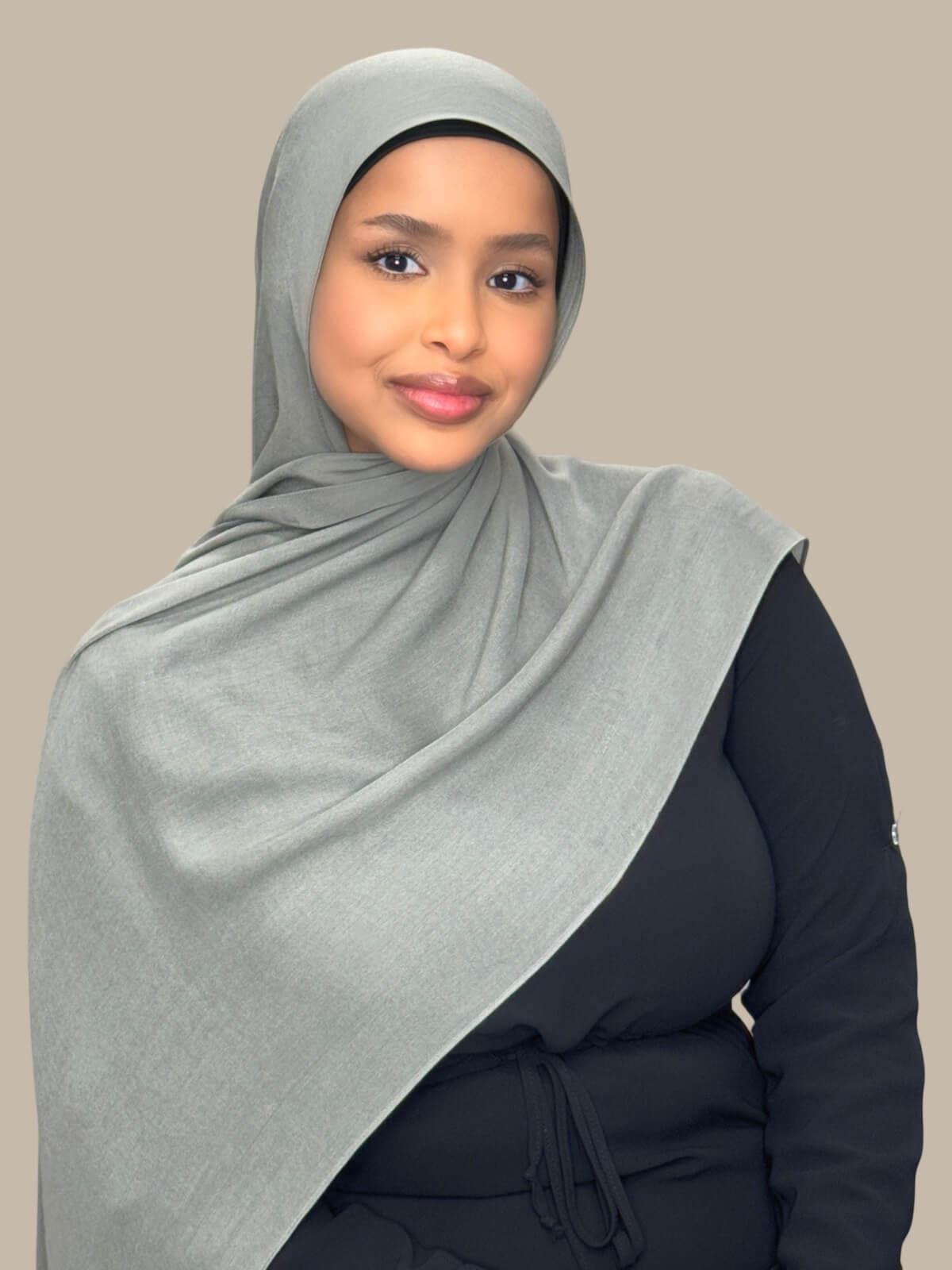 Premium Cotton Modal Hijab Scarf - Soft & Breathable Slate Green Head Cover for Women - Perfect for Daily Wear, Prayer, and Fashion Outfits