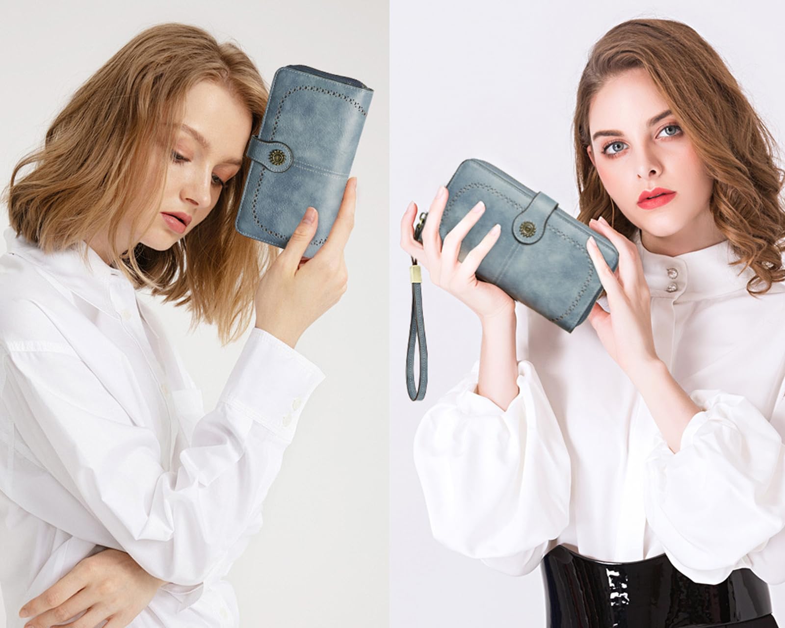 RFID Blocking Leather Wallet for Women - Large Capacity Card Holder, Phone Clutch & Travel Purse with Wristlet | Perfect for Everyday Use, Shopping & Business Travel