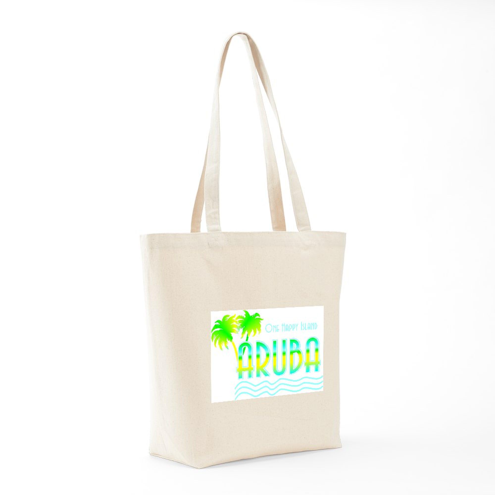 Aruba Palm Trees Canvas Tote Bag - Eco-Friendly Reusable Shopping Bag for Beach, Grocery & Travel | Natural Cotton Carryall