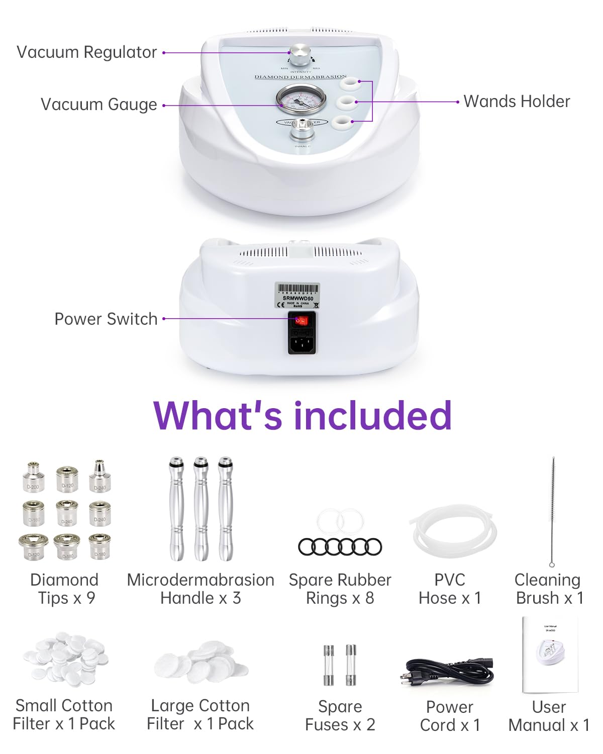 UNOISETION Professional Diamond Microdermabrasion Machine - At-Home & Salon Facial Exfoliation Tool for Glowing Skin | Esthetician-Grade Dermabrasion Device for Beginners & Professionals | Perfect for Anti-Aging, Blackhead Removal & Skin Rejuvenation