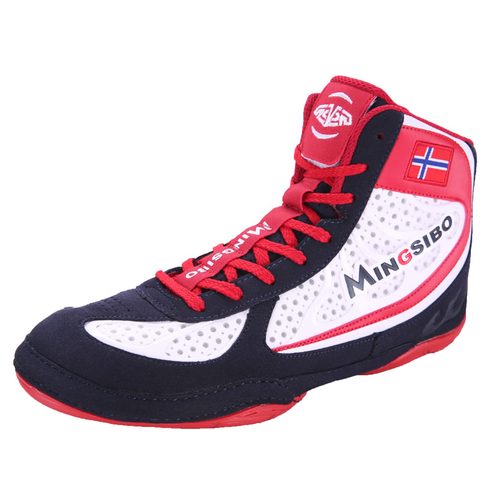 CHENPENG Men's High Top Wrestling Boxing Shoes - Non-Slip Weightlifting & MMA Training Shoes - Breathable Lightweight Combat Footwear (White, Size 9) for Gym, Martial Arts & CrossFit Workouts