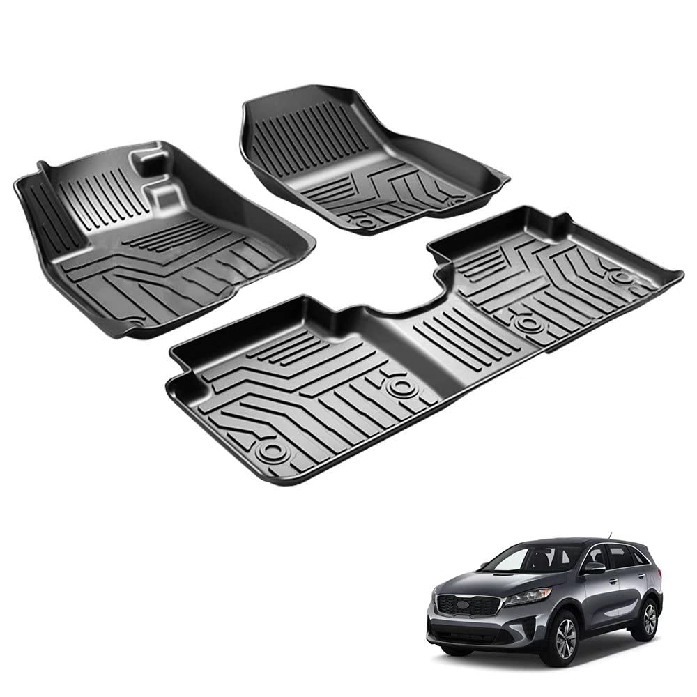 Dodge RAM 1500 Floor Mats 2018-2022 | All Weather TPE Car Mats for Front & Rear Seats | Non-Slip Automotive Floor Liners | Perfect for Off-Road, Work Trucks & Daily Commute (Black)