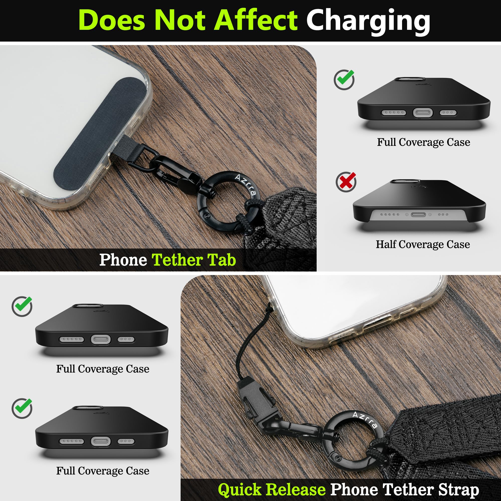 Azrra Adjustable Crossbody Phone Lanyard for iPhone 14/13/12/11 Pro Max - Detachable Card Holder Wallet & Anti-Loss Phone Tether - Perfect for Travel, Shopping, Concerts and Outdoor Activities