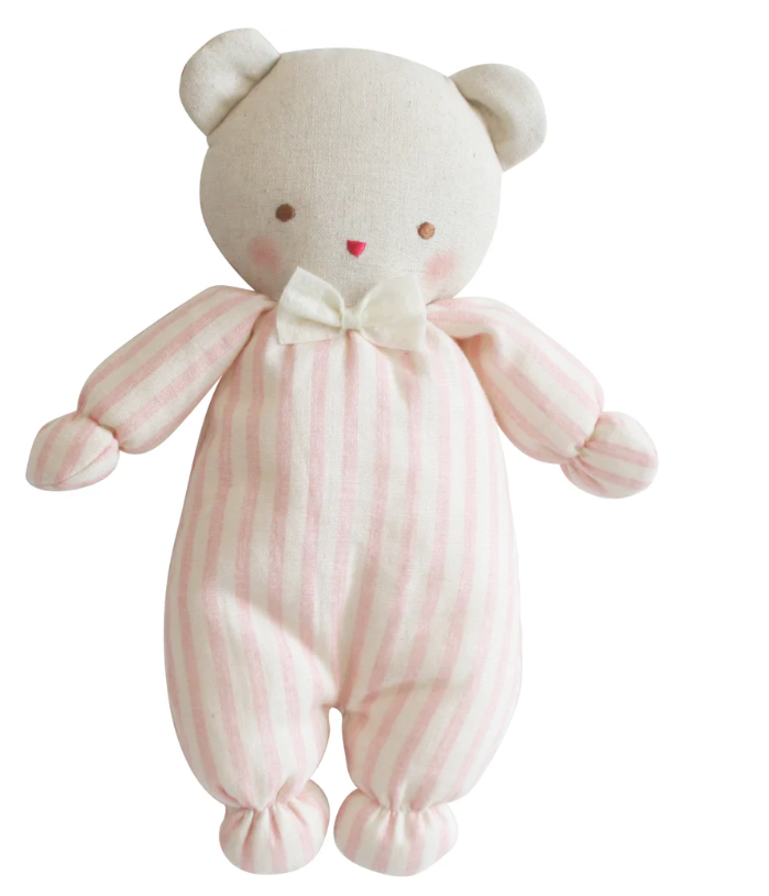 ALIMROSE Baby Teddy Bear - Soft Black Linen with White Spots | Perfect Nursery Decor, Baby Shower Gift & Kids Room Plush Toy