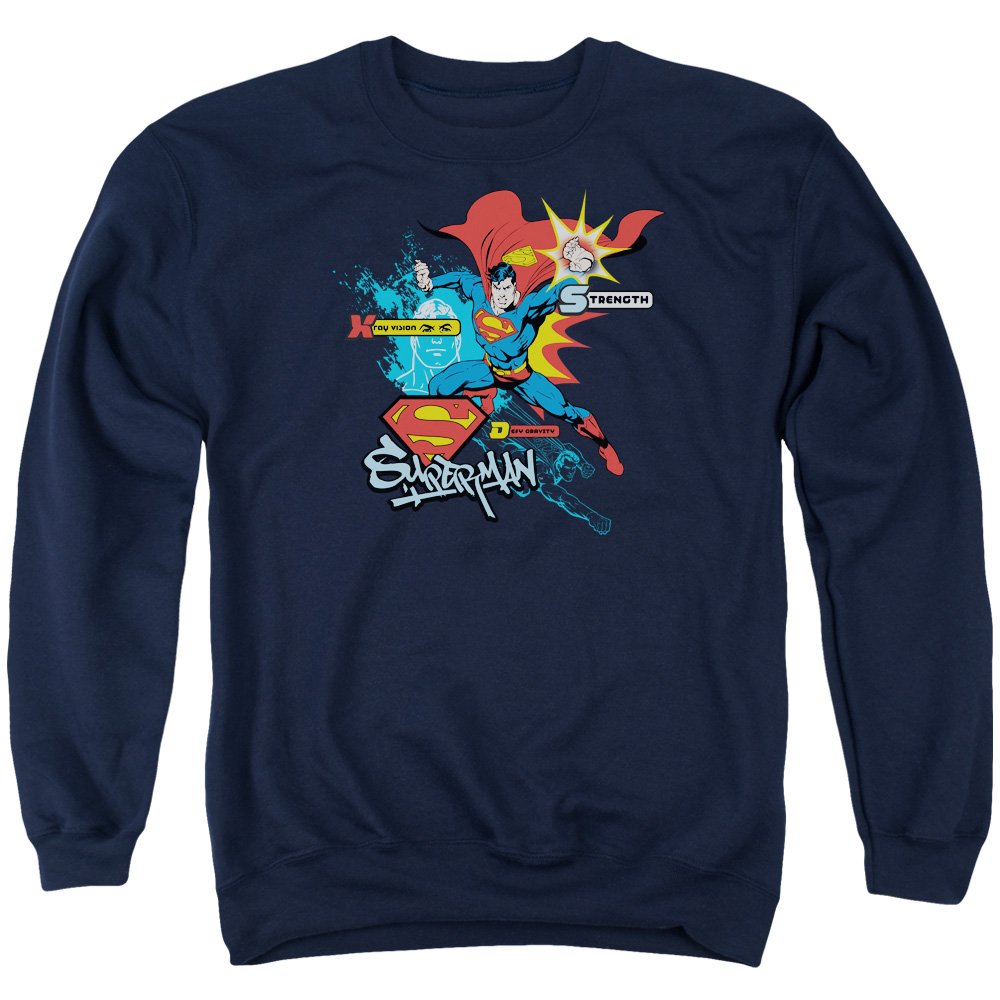 Superman Abilities Graphic Unisex Crewneck Sweatshirt for Men & Women | Casual Streetwear, Cosplay & Superhero Fan Apparel