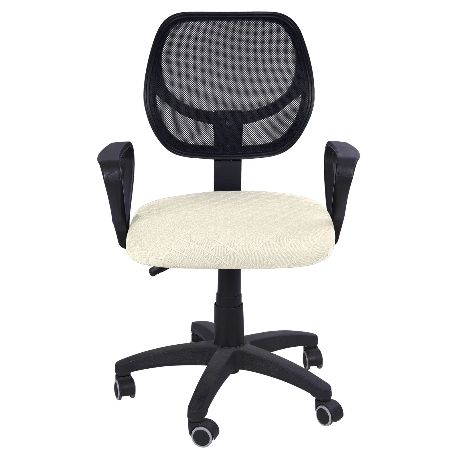 SearchI Jacquard Stretchable Office Chair Cover - Breathable Computer Chair Slipcover for Desk Chairs (Beige, Seat Only) | Perfect for Home Office, Gaming Setup & Workspace Decor