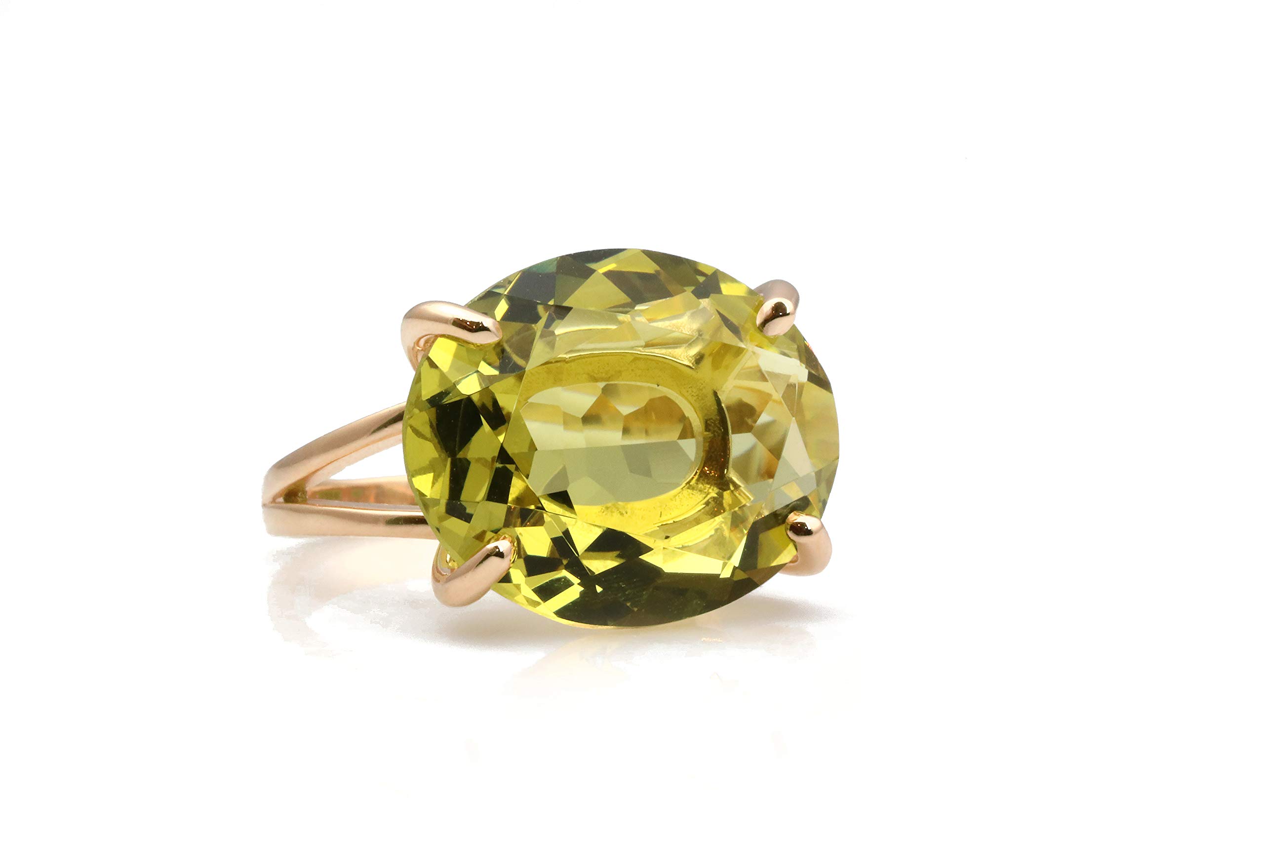 Anemone Jewelry Rose Gold 16x20mm Lemon Quartz Ring - Natural Semi-Precious Stone Statement Ring - Handmade Fashion Jewelry for Women - Size & Material Options - Perfect for Weddings, Parties & Special Occasions