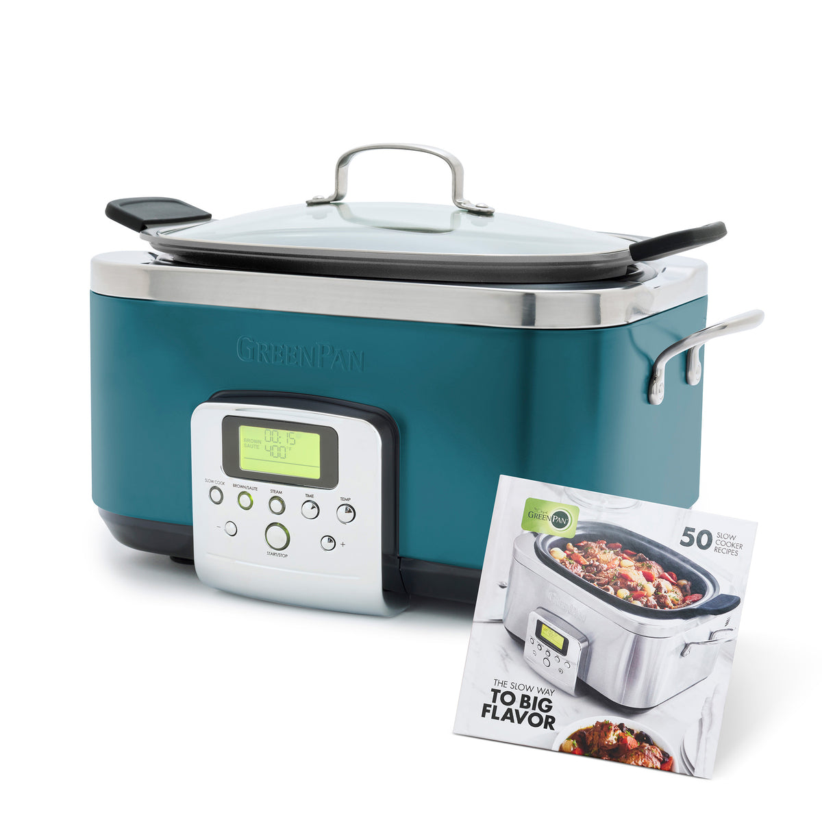 Elite 6 Quart Slow Cooker with Digital Timer - Deep Teal Crock Pot for Family Dinners, Meal Prep & Party Buffets