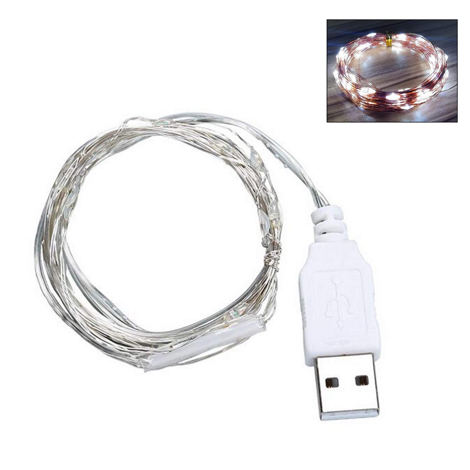 30 LED 9ft USB Fairy String Lights - Silver Wire Christmas Wedding Party Decorations for Indoor Outdoor Home Garden Bedroom Patio Decor