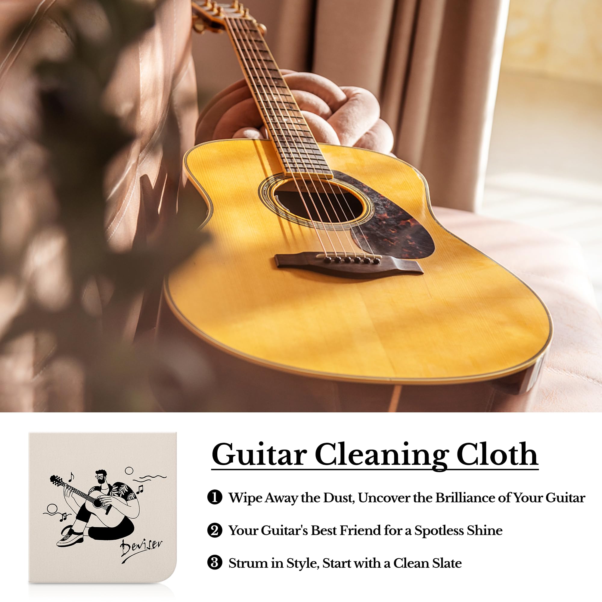 Deviser All-in-One Guitar Cleaning Kit with Lemon Oil & Polish for Maintenance