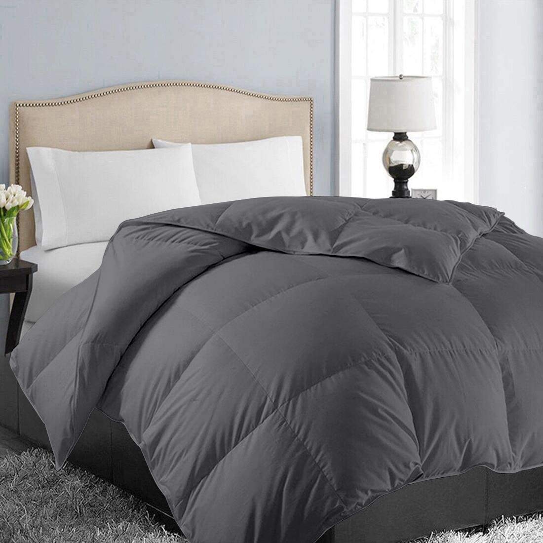 Super Soft 550 Thread Count 300 GSM Egyptian Cotton Comforter Set - Olympic Queen Size, Elephant Gray | Luxury Bedding for All Seasons | Perfect for Master Bedroom, Guest Room & Hotel Use