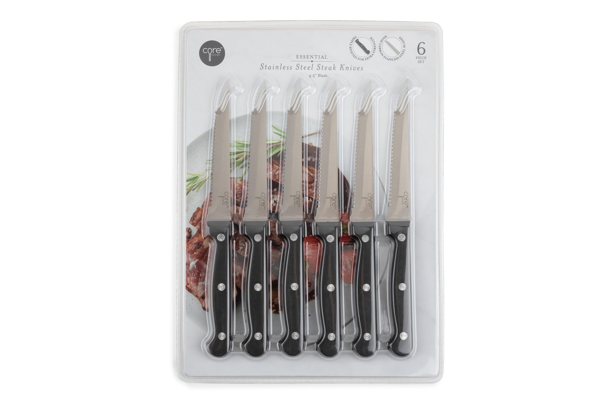 Premium Stainless Steel Steak Knife Set - 6-Piece Sharp Serrated Blades for Steak, Meat & BBQ - Perfect for Dining, Gifts & Kitchen Essentials