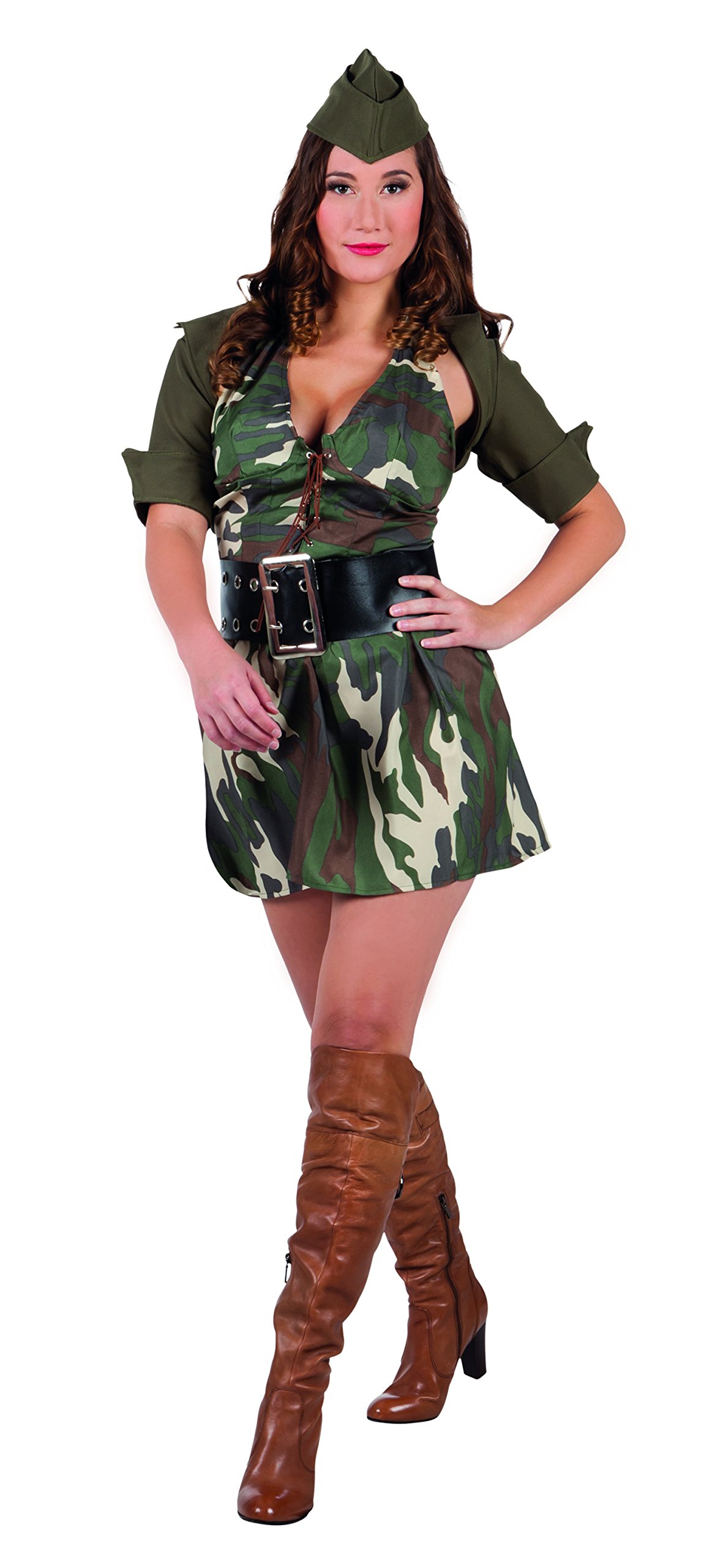 83586 Army Lady Adult Costume - Size 10/12 Multicolor Military Uniform for Halloween, Cosplay, and Themed Parties