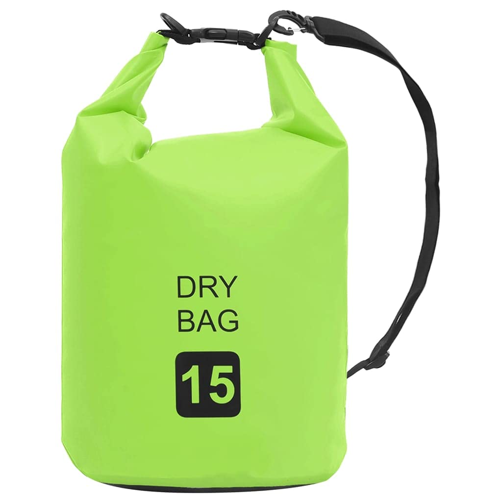 vidaXL Waterproof Dry Bag with Zipper - Green PVC Backpack for Boating, Kayaking & Water Sports | Durable Duffel Sack for Swimming, Beach & Outdoor Activities